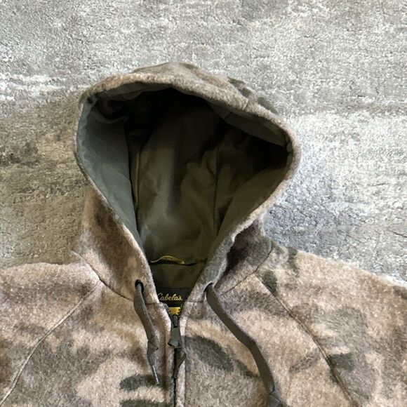 Cabelas Wooltimate WindShear Hooded Pullover Jacket Mens Small Camo Hunting - Picture 3 of 12